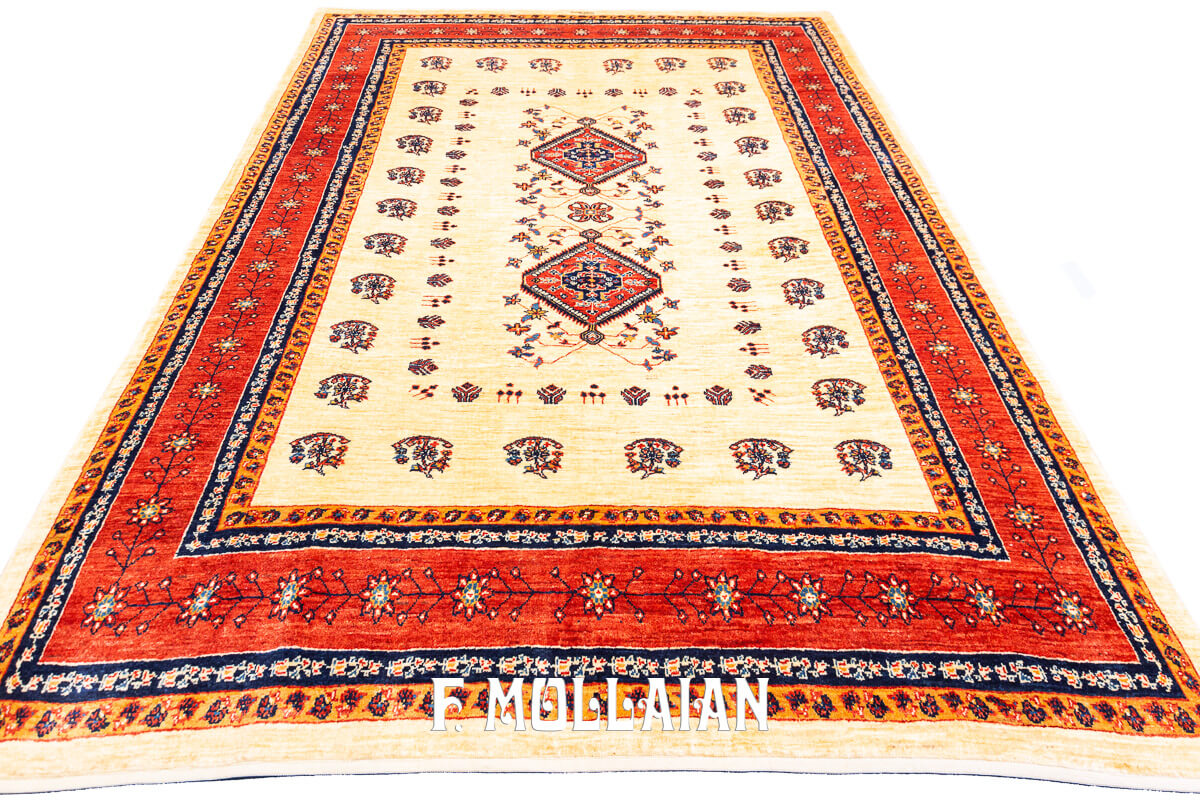 Persian Rug Kashkuli Sherkat Beige Field Color (218×165 cm)