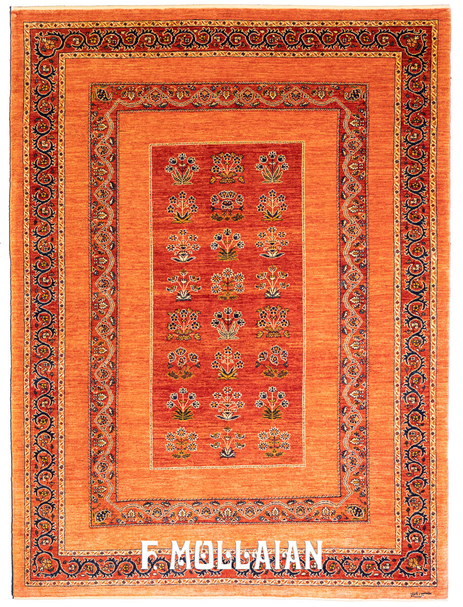Tappeto Annodato a Mano Kashkuli Sherkat Color Arrancione (231×173 cm)
