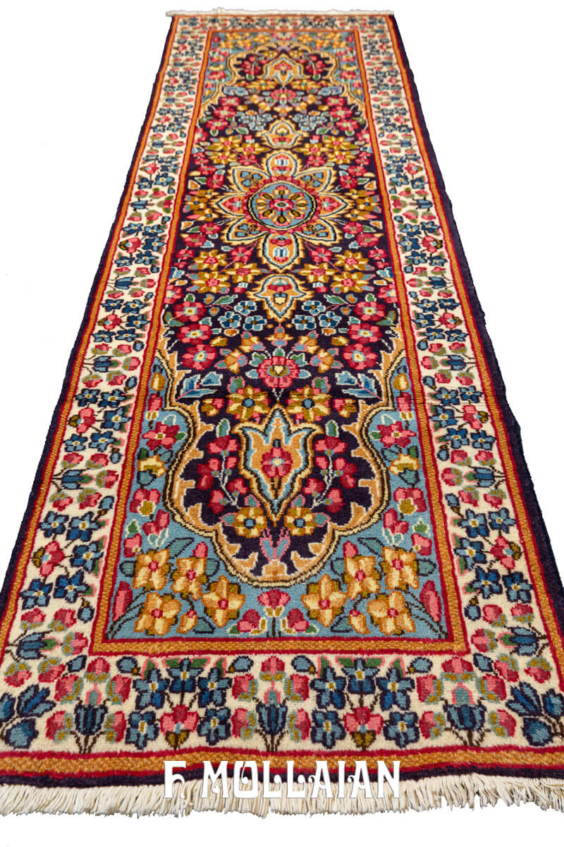 Tappeto Persiano Kirman Disegno Floreale (244×74 cm)
