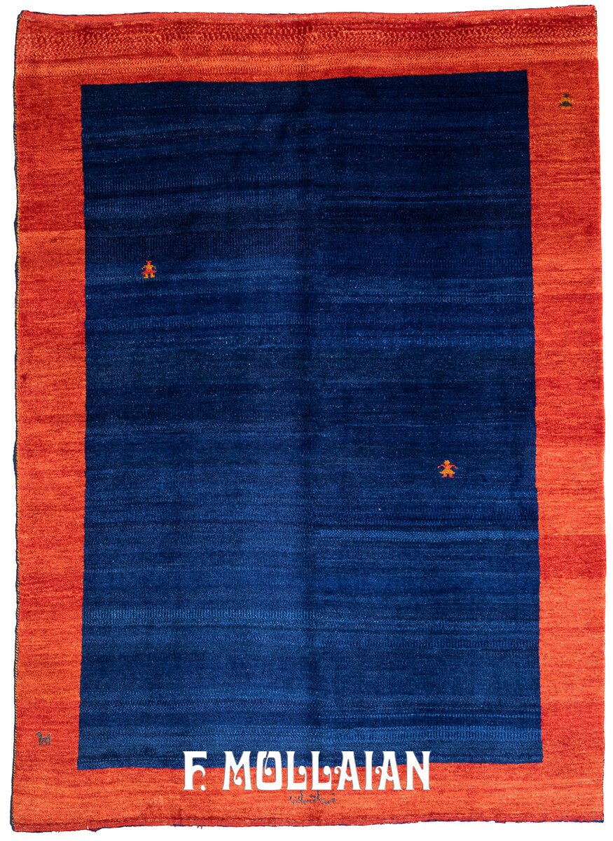 Gabbeh Rug Extra Fine Midnight Blue Field Color (226×168 cm)