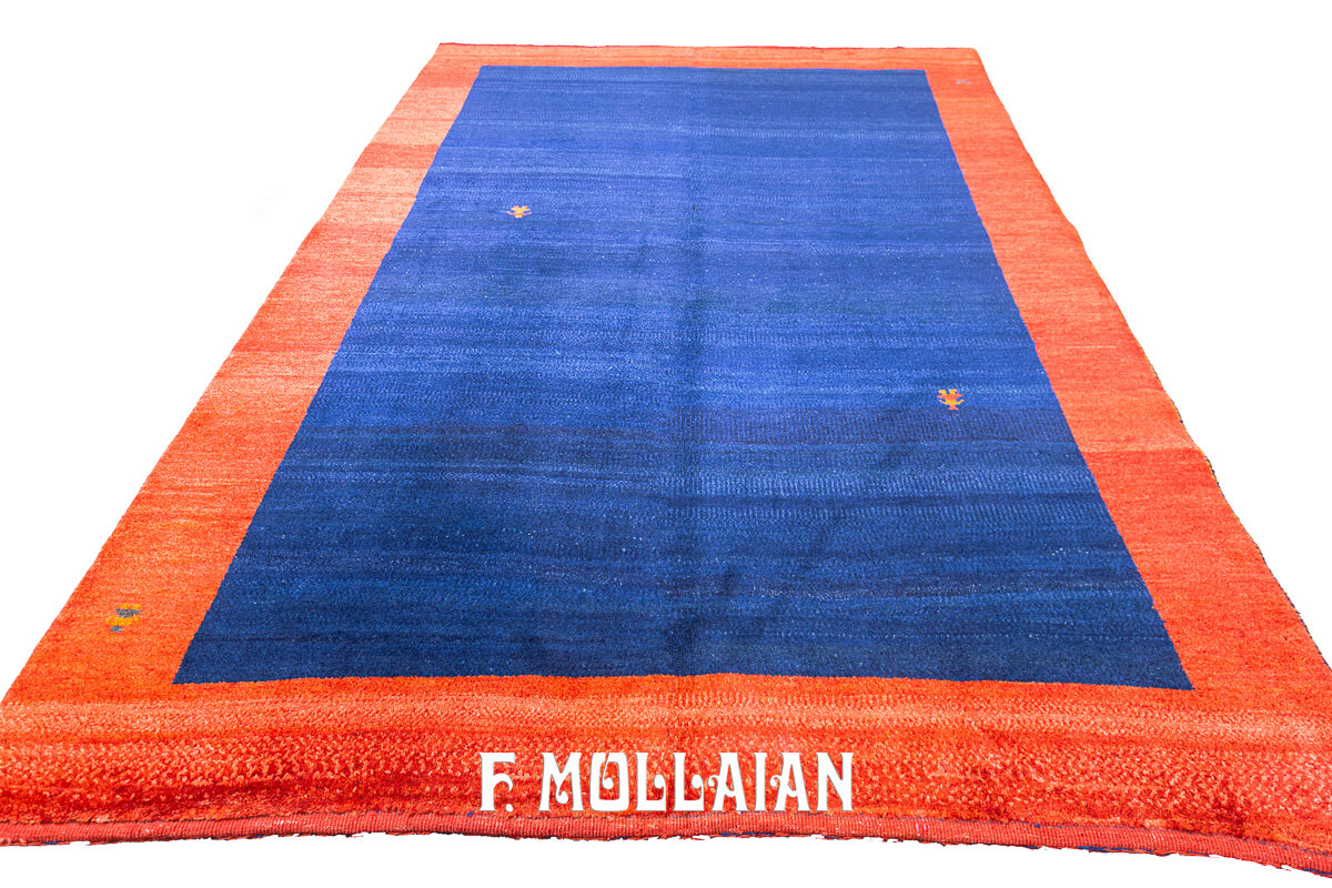 Gabbeh Rug Extra Fine Midnight Blue Field Color (226×168 cm)