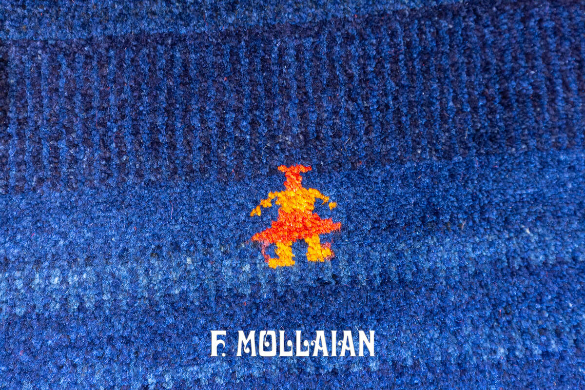 Gabbeh Rug Extra Fine Midnight Blue Field Color (226×168 cm)