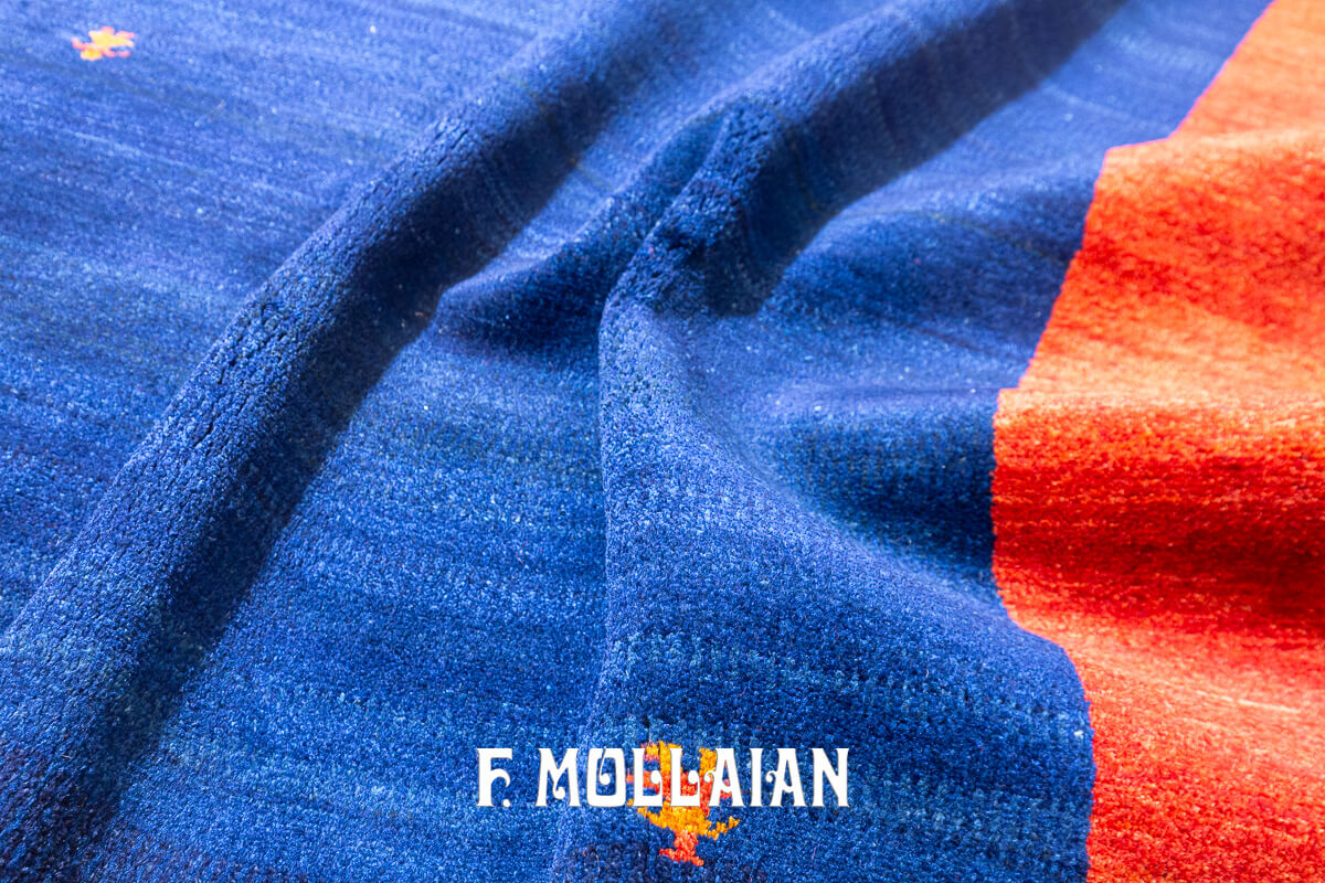 Gabbeh Rug Extra Fine Midnight Blue Field Color (226×168 cm)