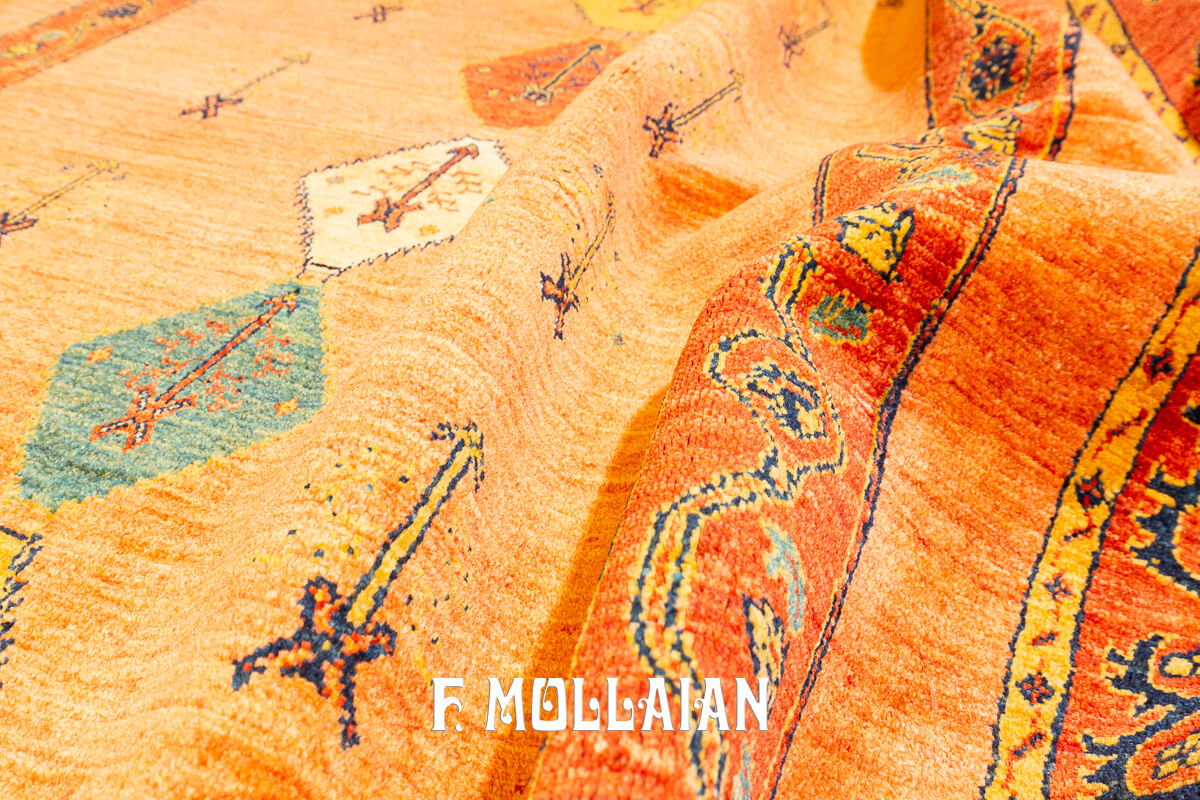 Kashkuli Rug Sherkat Orange Color (211×160 cm)