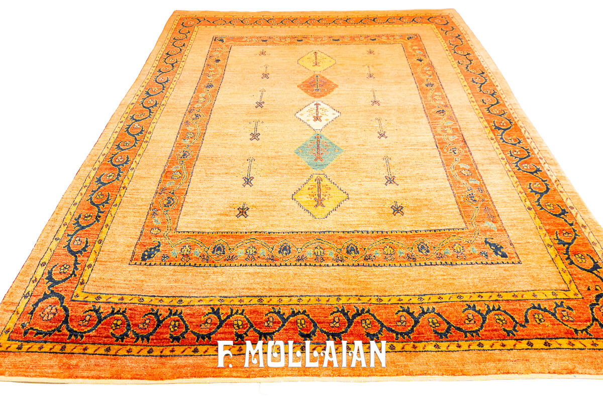 Kashkuli Rug Sherkat Orange Color (211×160 cm)