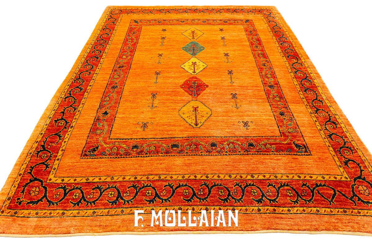 Kashkuli Rug Sherkat Orange Color (211×160 cm)