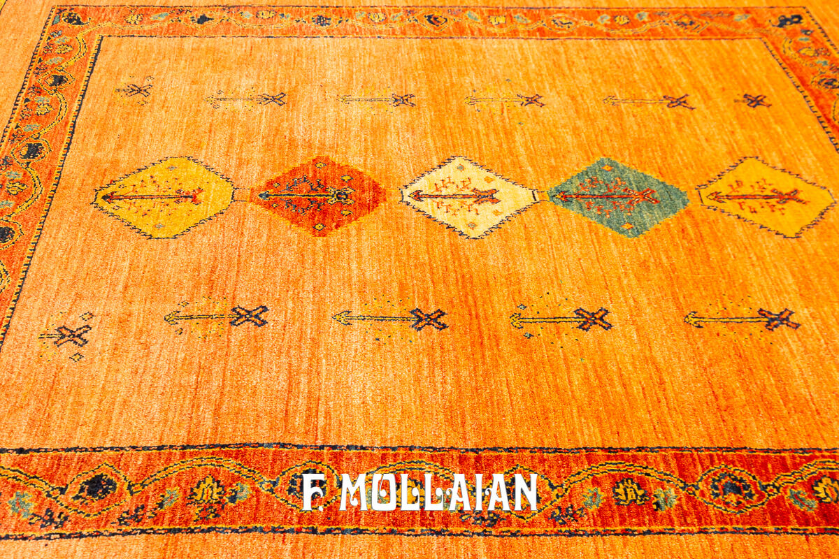 Kashkuli Rug Sherkat Orange Color (211×160 cm)