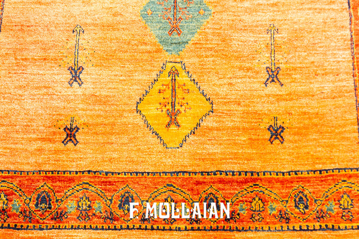 Kashkuli Rug Sherkat Orange Color (211×160 cm)