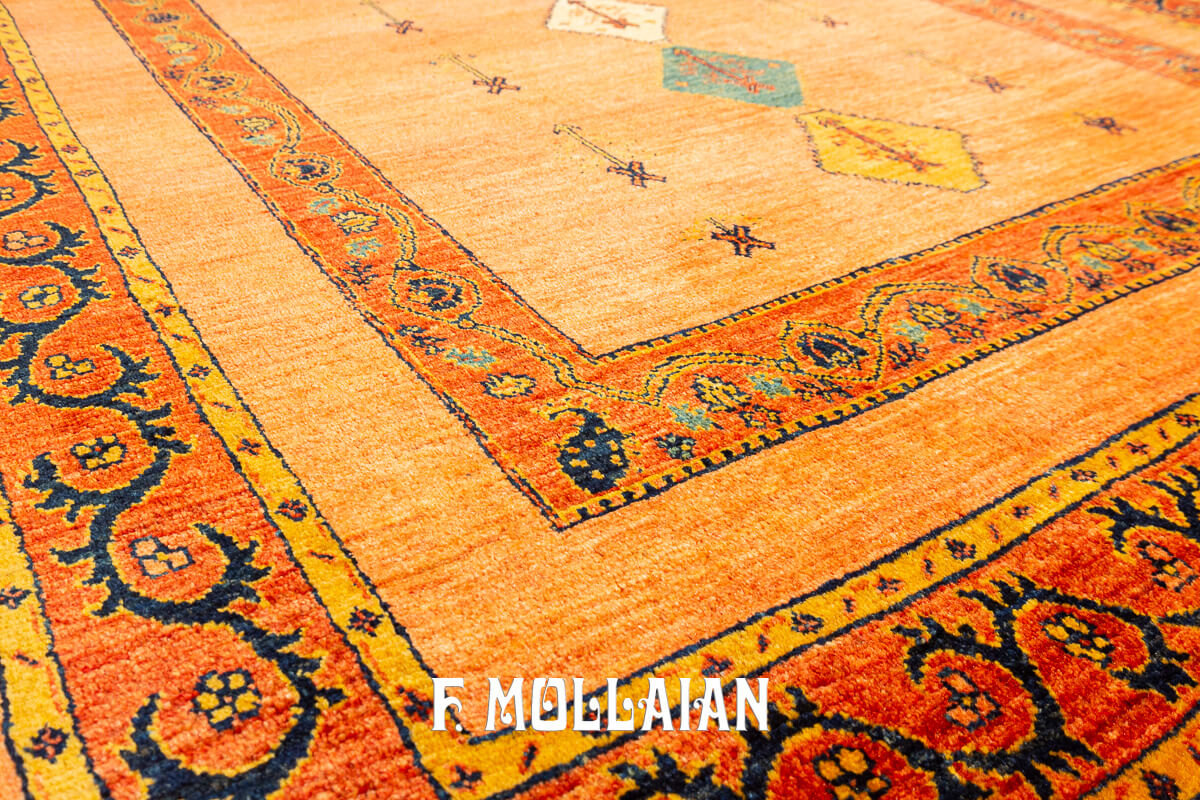 Kashkuli Rug Sherkat Orange Color (211×160 cm)