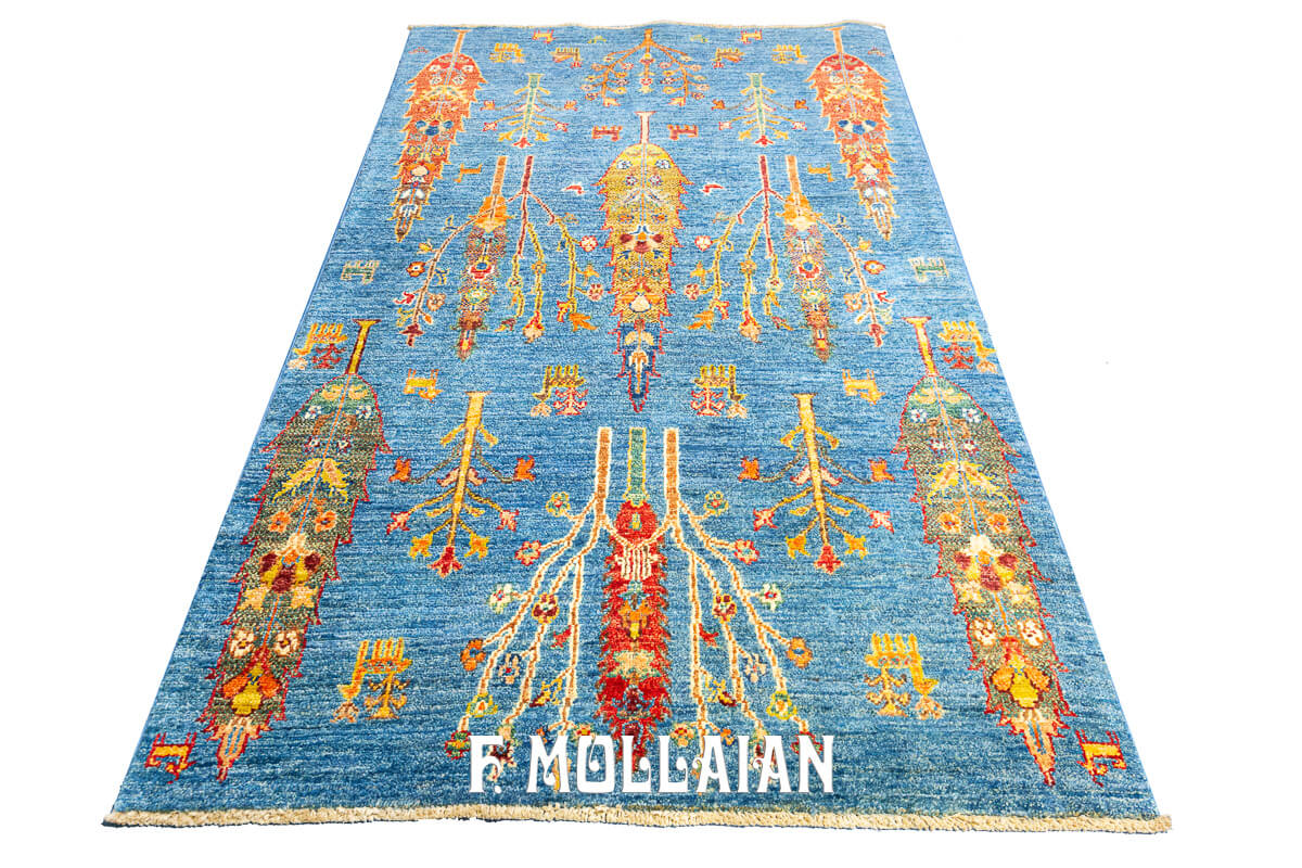 Tappeto Annodato a Mano Ziegler Color Blu Celeste Yadan Ariana (154×101 cm)