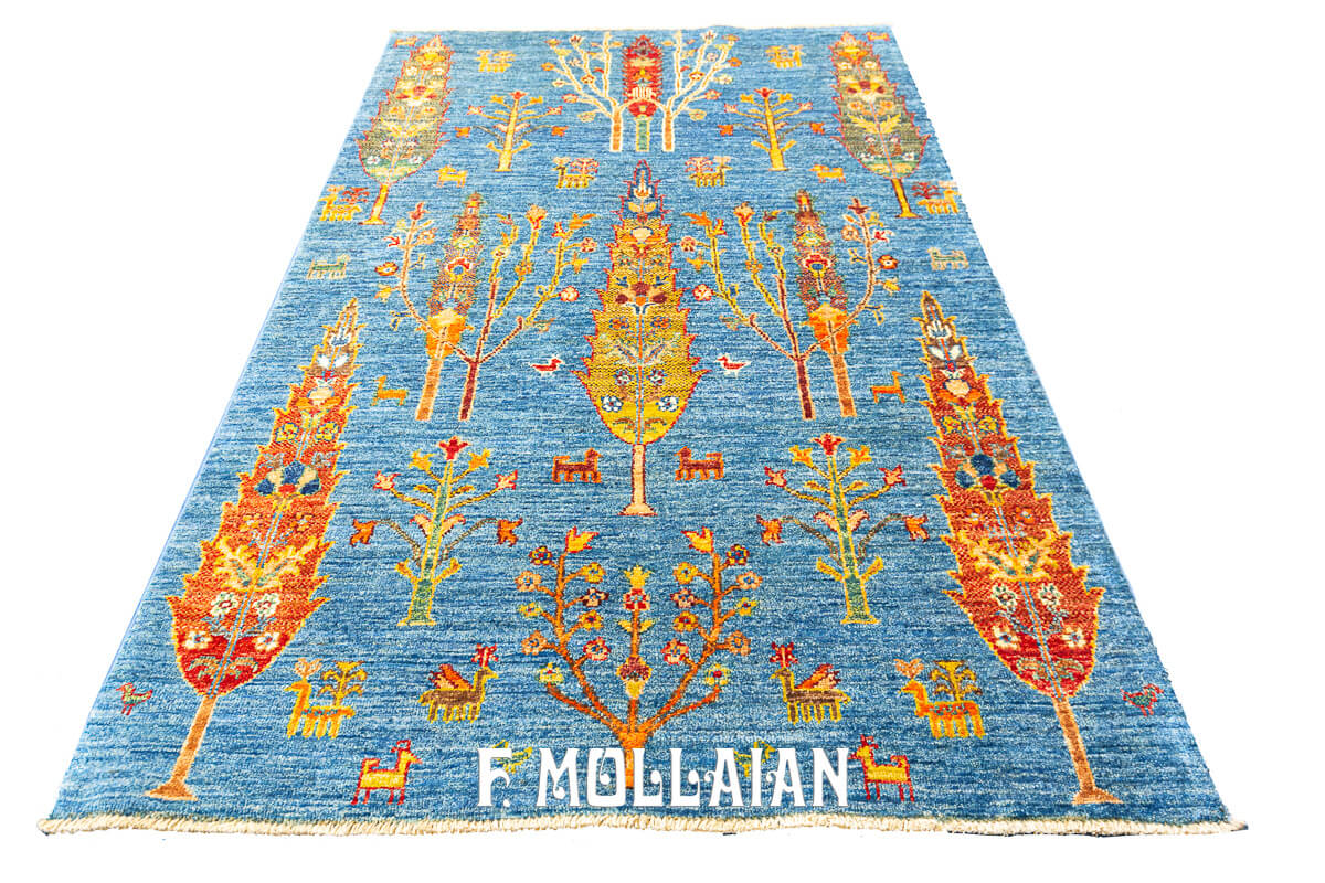 Tappeto Annodato a Mano Ziegler Color Blu Celeste Yadan Ariana (154×101 cm)