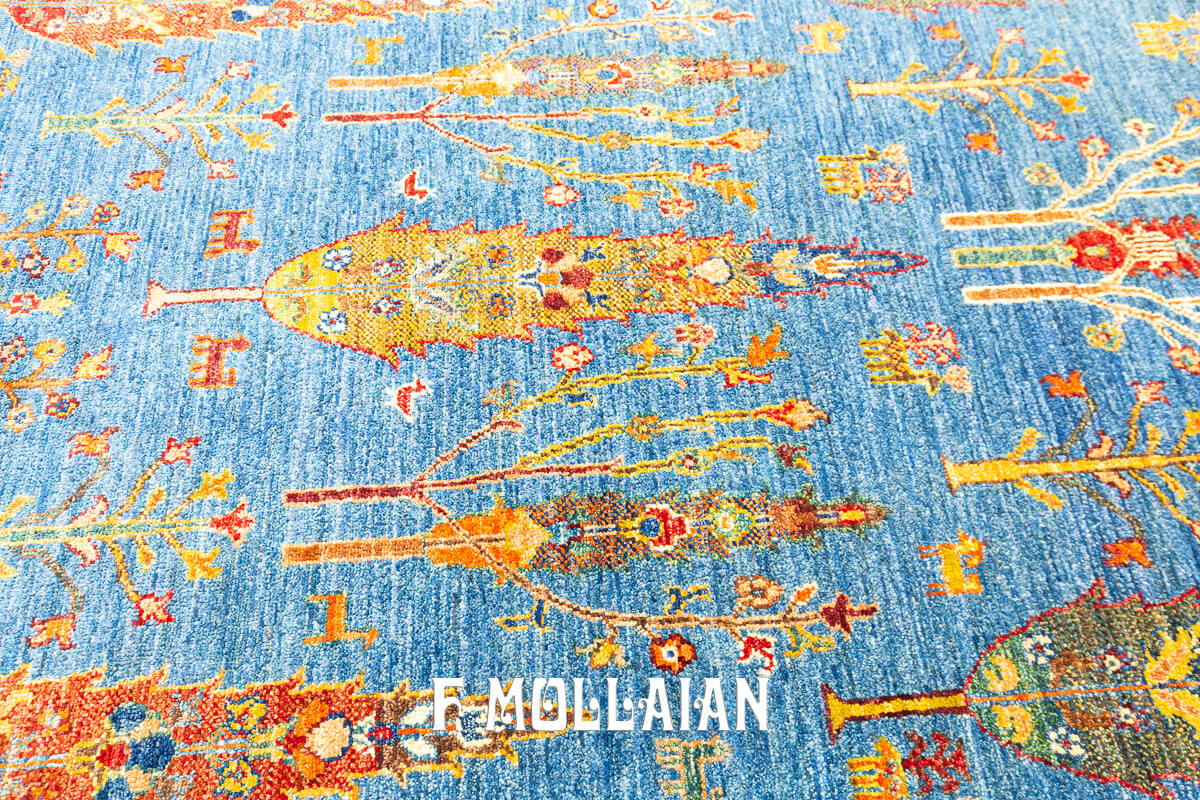 Tappeto Annodato a Mano Ziegler Color Blu Celeste Yadan Ariana (154×101 cm)