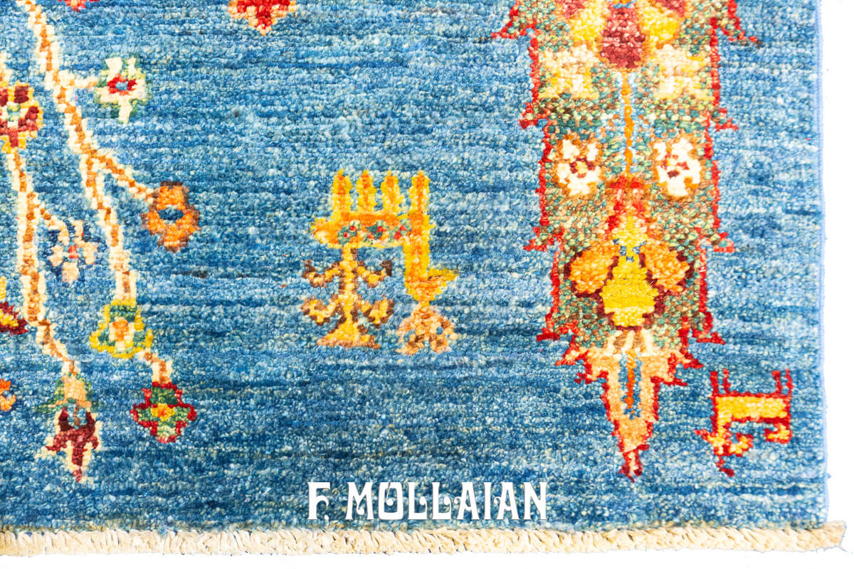 Tappeto Annodato a Mano Ziegler Color Blu Celeste Yadan Ariana (154×101 cm)