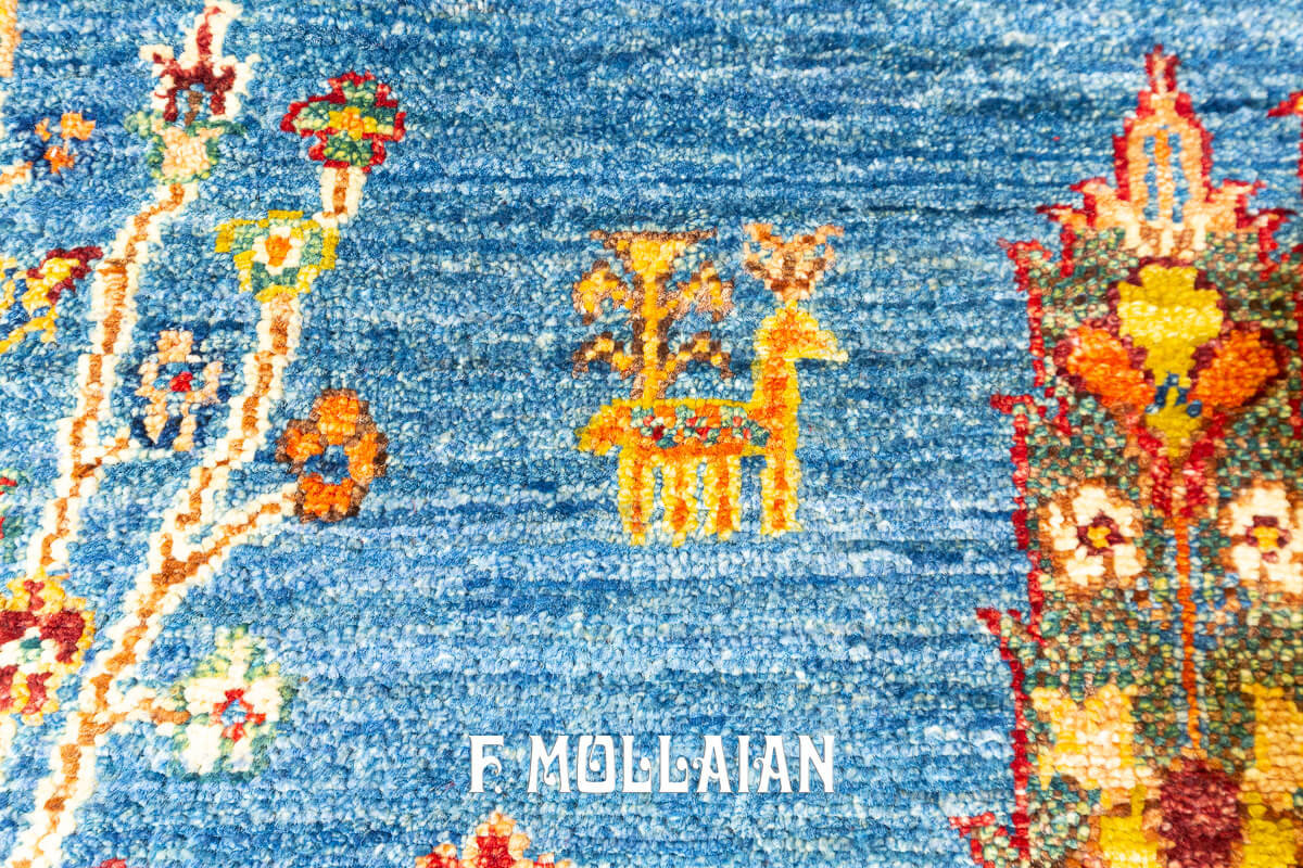 Tappeto Annodato a Mano Ziegler Color Blu Celeste Yadan Ariana (154×101 cm)