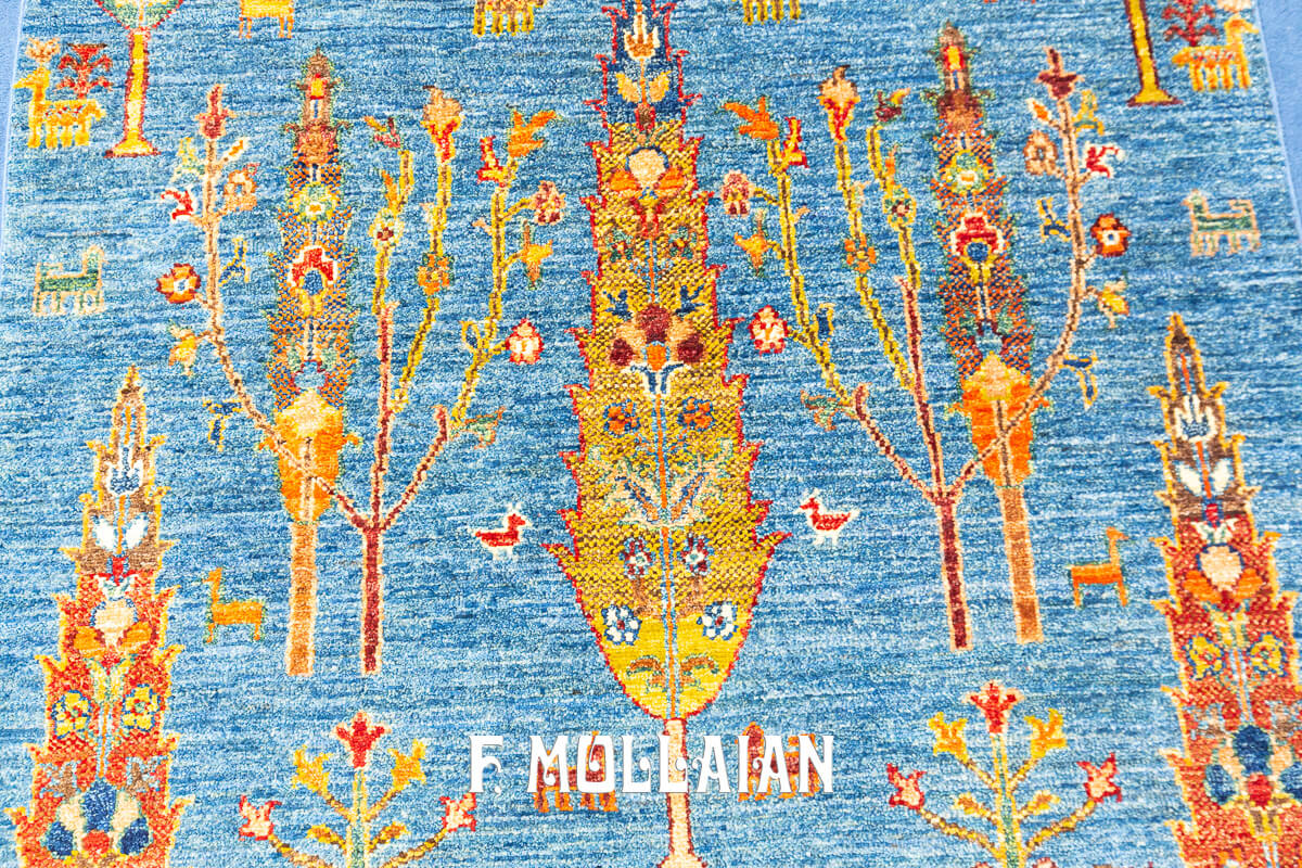 Tappeto Annodato a Mano Ziegler Color Blu Celeste Yadan Ariana (154×101 cm)