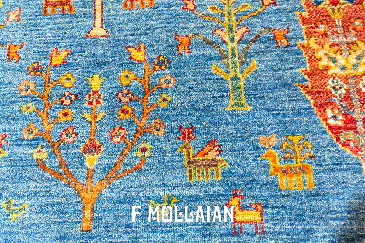 Tappeto Annodato a Mano Ziegler Color Blu Celeste Yadan Ariana (154×101 cm)