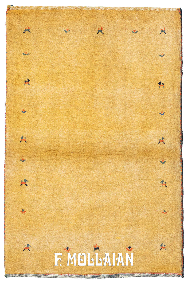 Gabbeh Rug Persian Extra Yellow Minimal Design (121×81 cm)