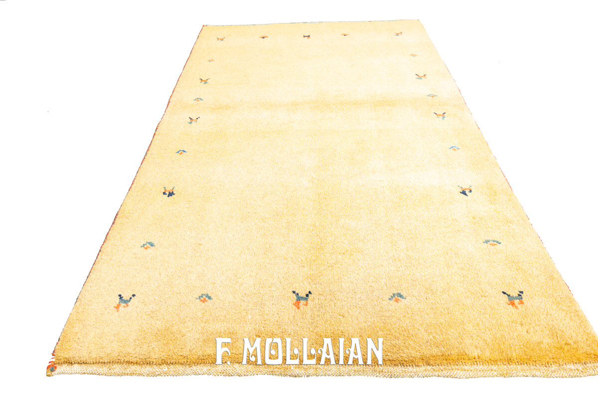 Gabbeh Rug Persian Extra Yellow Minimal Design (121×81 cm)