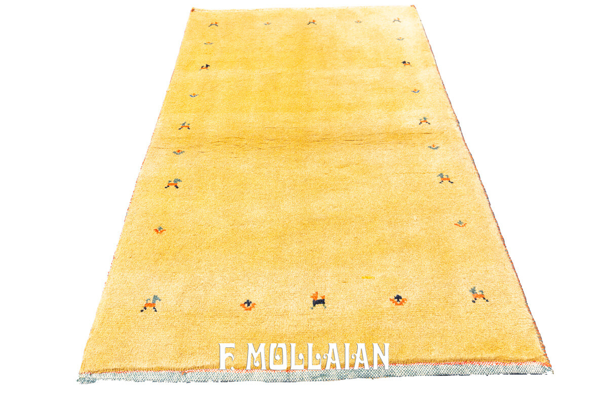 Gabbeh Rug Persian Extra Yellow Minimal Design (121×81 cm)