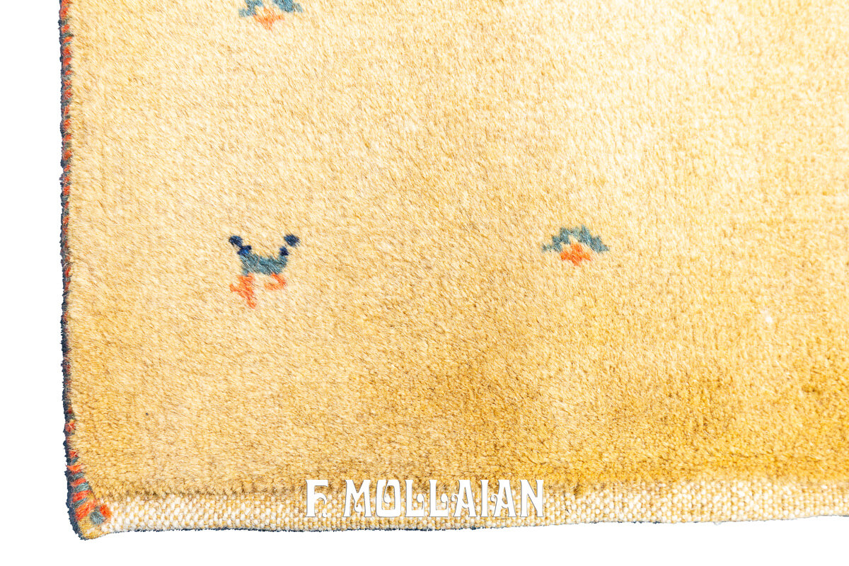 Gabbeh Rug Persian Extra Yellow Minimal Design (121×81 cm)