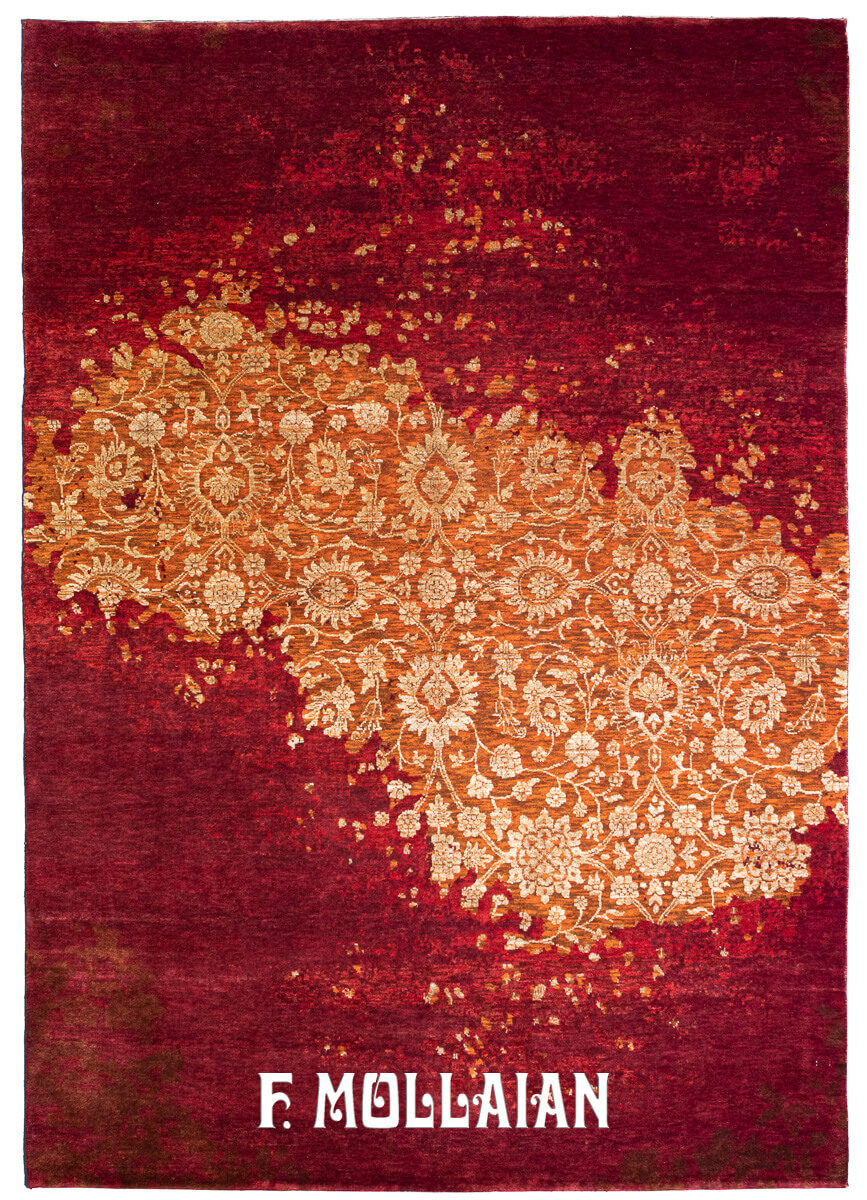 Tappeto Moderno Disegno Floreale Colore Rosso (236×166 cm)
