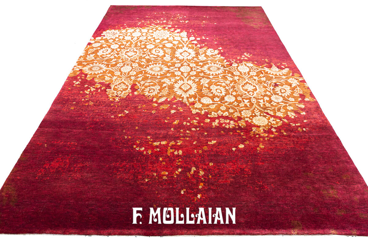 Tappeto Moderno Disegno Floreale Colore Rosso (236×166 cm)
