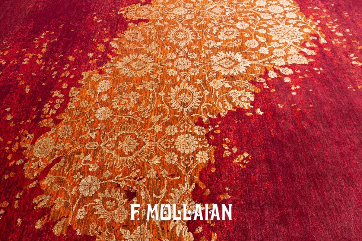 Tappeto Moderno Disegno Floreale Colore Rosso (236×166 cm)
