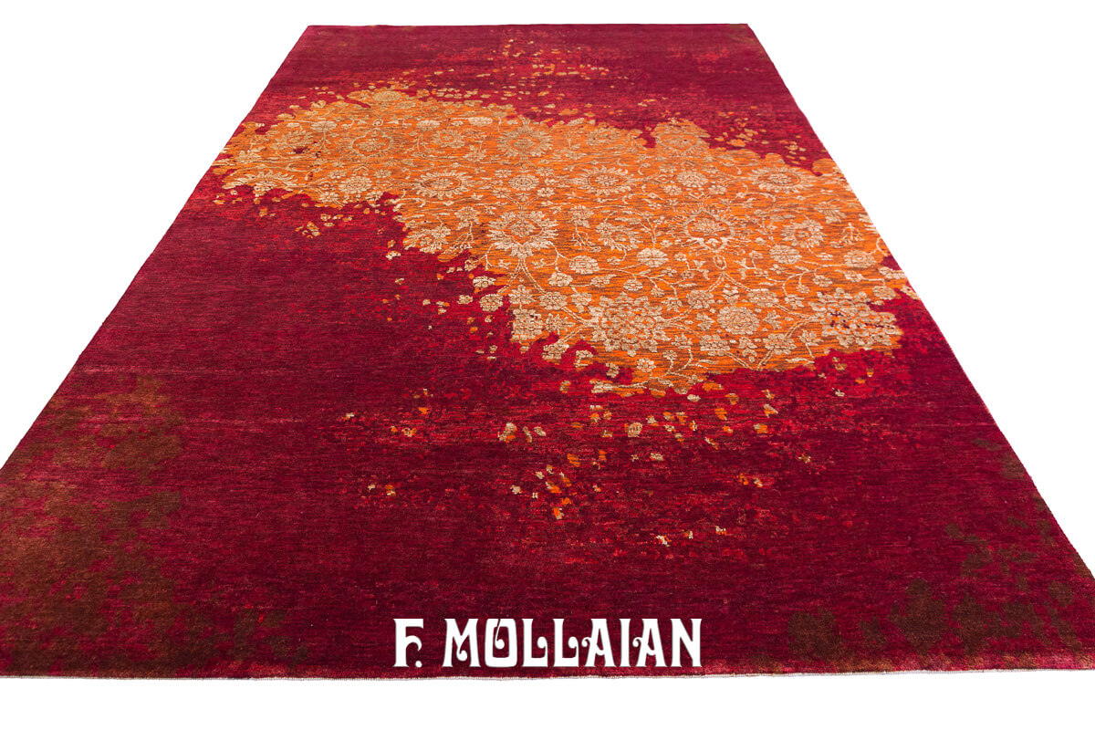 Tappeto Moderno Disegno Floreale Colore Rosso (236×166 cm)