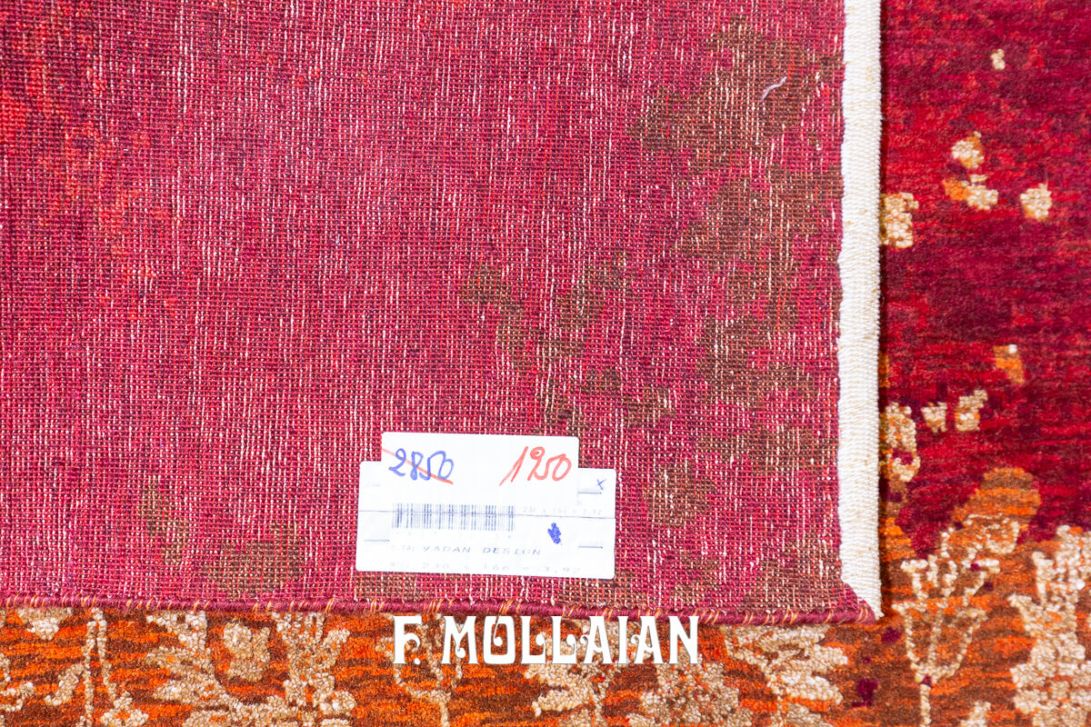 Tappeto Moderno Disegno Floreale Colore Rosso (236×166 cm)