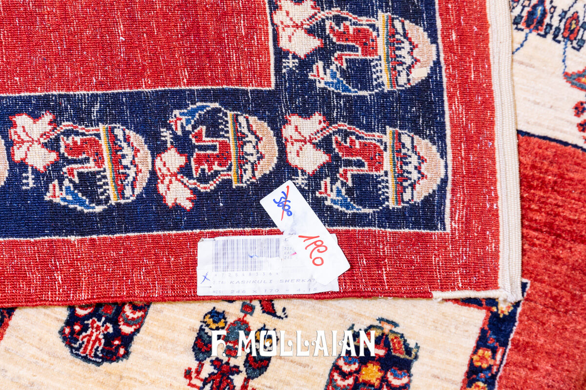 Persian Rug Red Field Kashkuli Sherkat (246×170 cm)