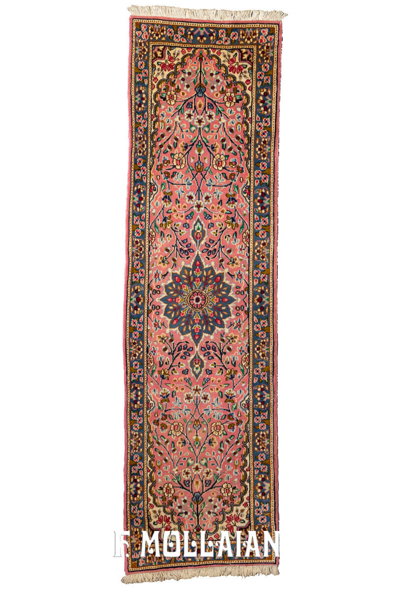 Tappeto Kirman Disegno Floreale Color Rosa (210×59 cm)