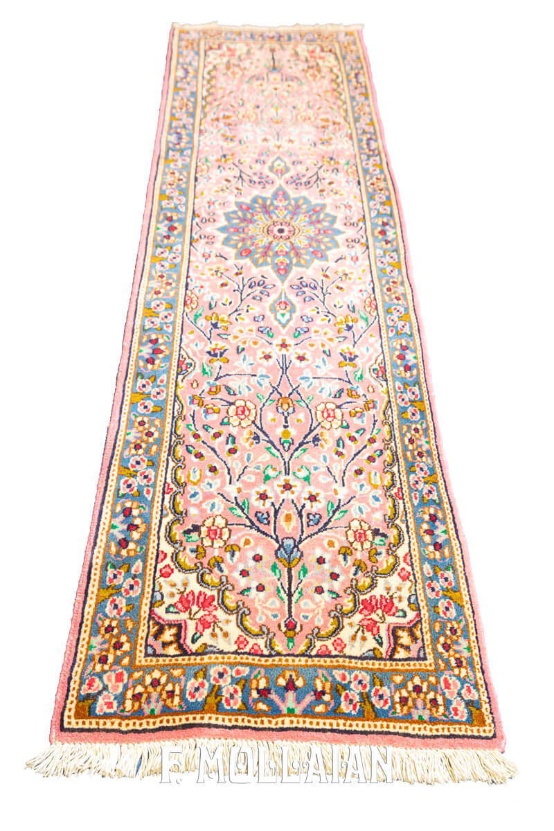 Tappeto Kirman Disegno Floreale Color Rosa (210×59 cm)