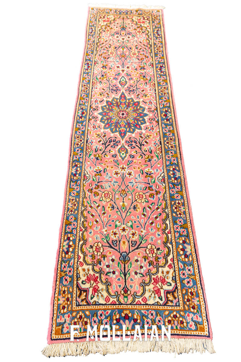 Tappeto Kirman Disegno Floreale Color Rosa (210×59 cm)