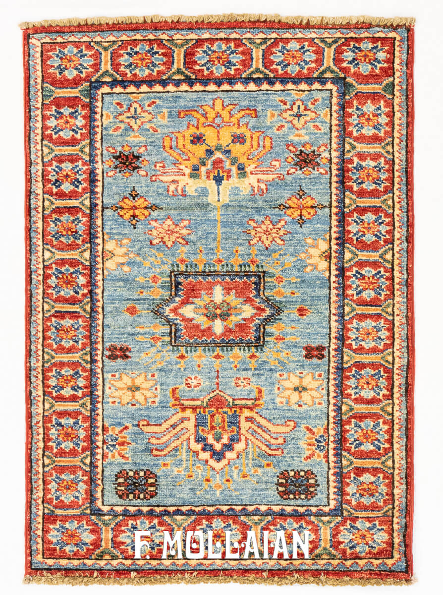 Tappeto Scendiletto Usbek Royal Coppia Fondo Azzurro (84×58 cm)