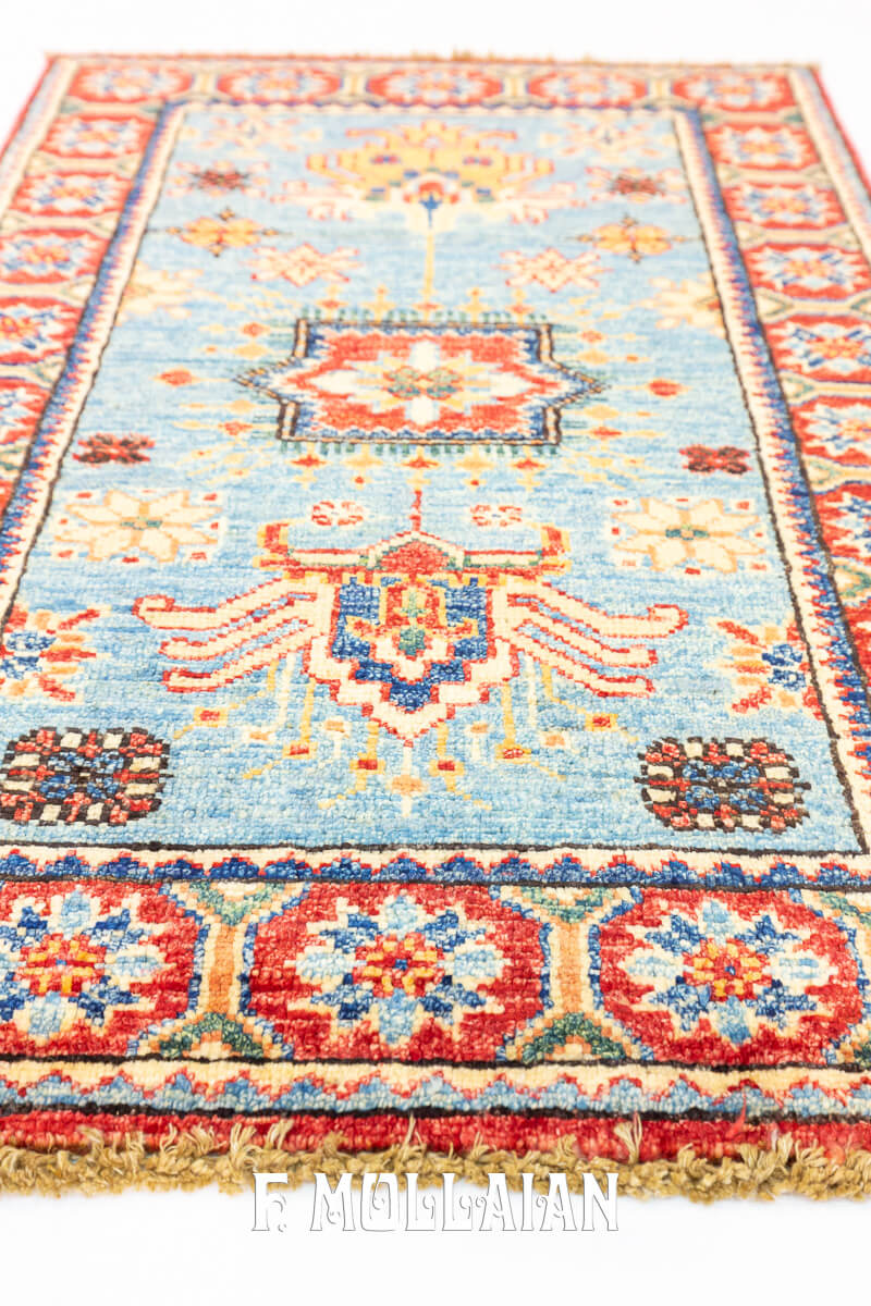 Tappeto Scendiletto Usbek Royal Coppia Fondo Azzurro (84×58 cm)