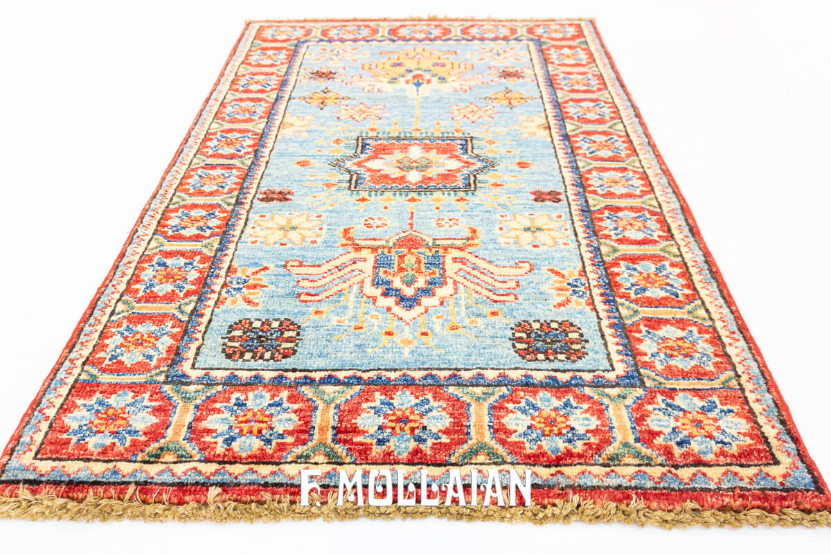 Tappeto Scendiletto Usbek Royal Coppia Fondo Azzurro (84×58 cm)