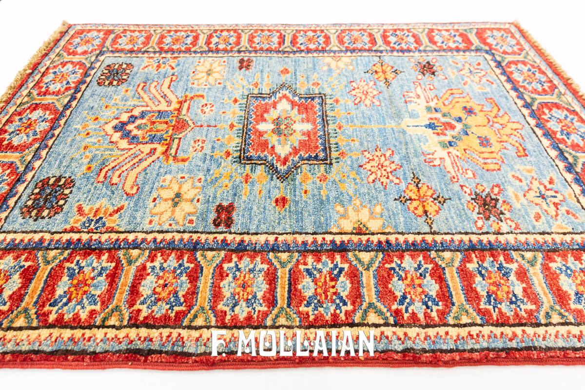 Tappeto Scendiletto Usbek Royal Coppia Fondo Azzurro (84×58 cm)