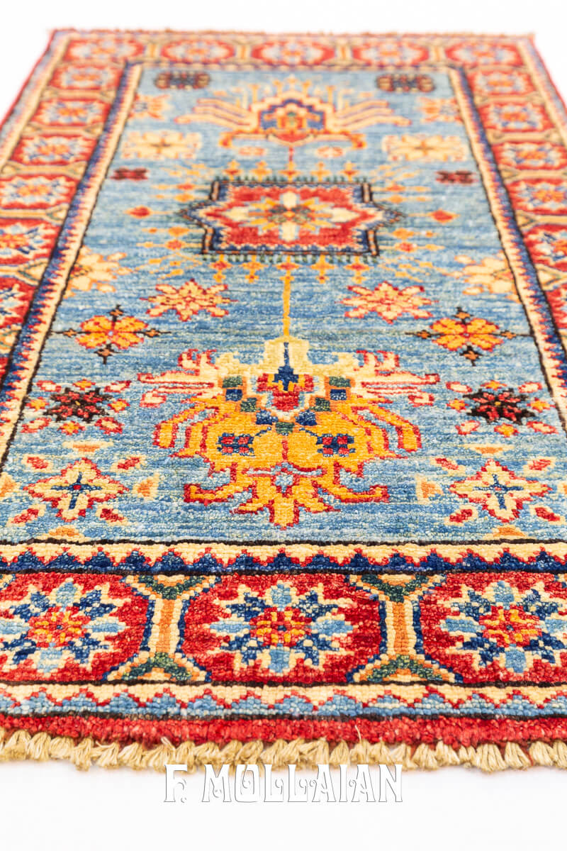 Tappeto Scendiletto Usbek Royal Coppia Fondo Azzurro (84×58 cm)