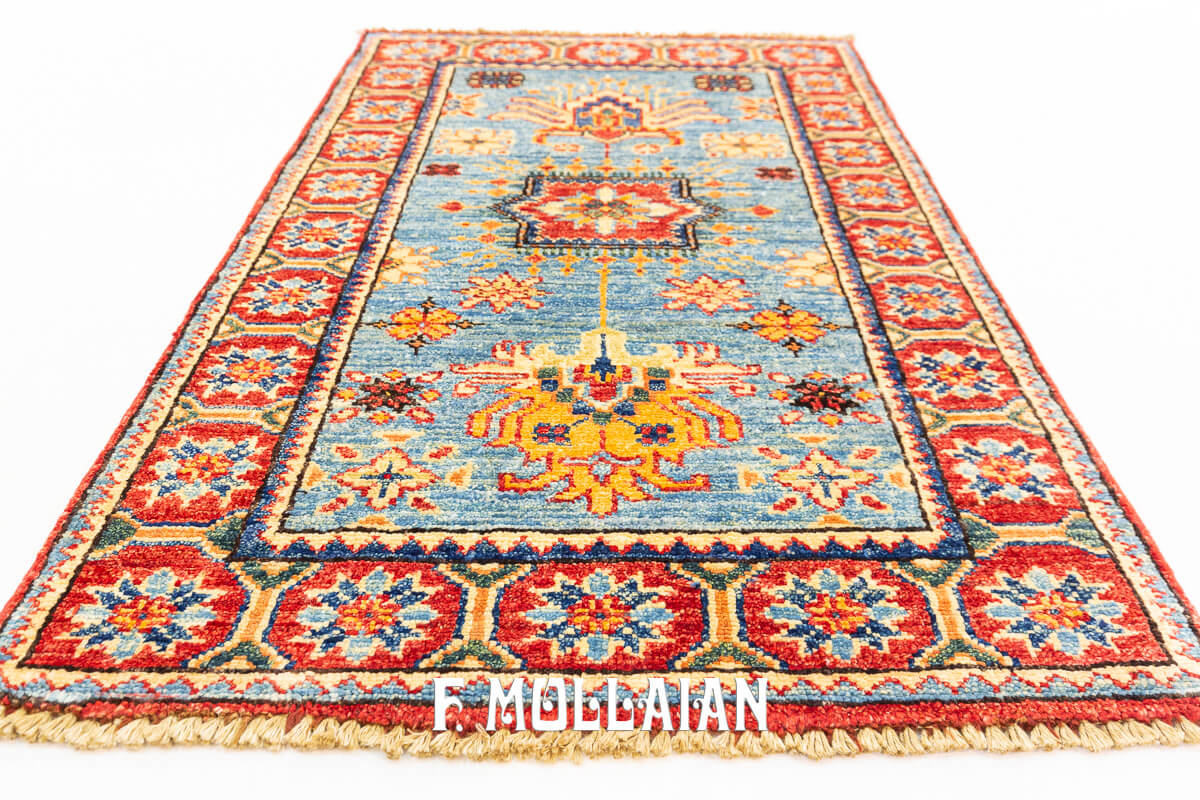 Tappeto Scendiletto Usbek Royal Coppia Fondo Azzurro (84×58 cm)
