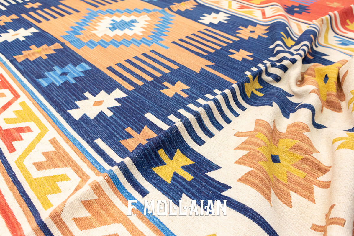 Kilim Rug Geometric Design Multicolor (405×312 cm)