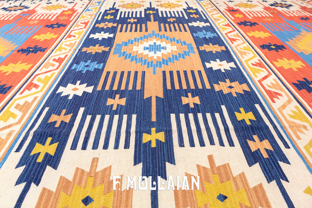 Kilim Rug Geometric Design Multicolor (405×312 cm)