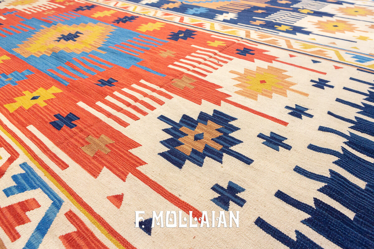 Kilim Rug Geometric Design Multicolor (405×312 cm)