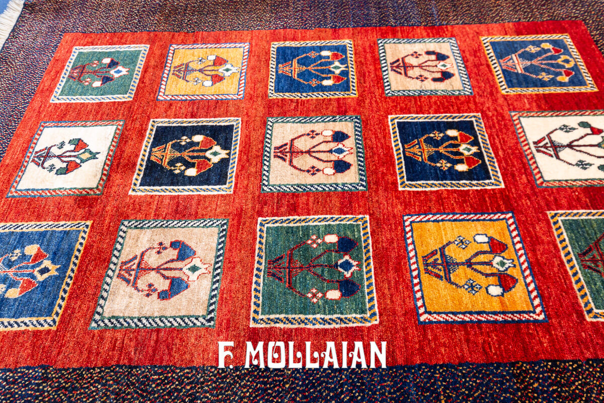 Persian Rug Kashkuli Garden Design Red Color (157×114 cm)