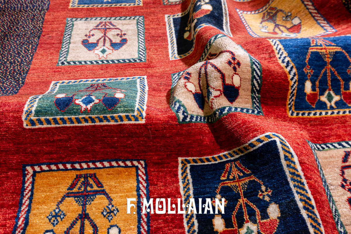 Persian Rug Kashkuli Garden Design Red Color (157×114 cm)