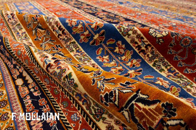 Tribal Rug Kashkuli Fine Multicolor Stripes Design (366×300 cm)