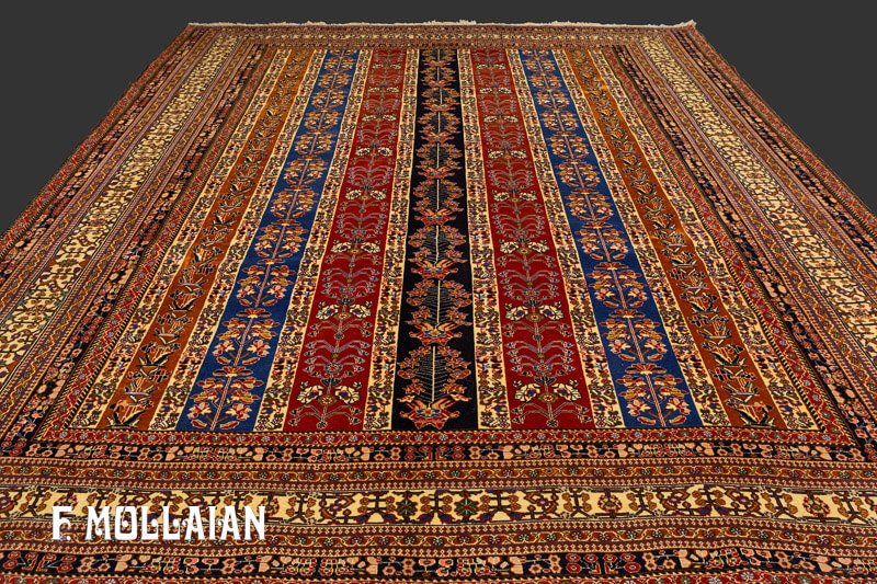 Tribal Rug Kashkuli Fine Multicolor Stripes Design (366×300 cm)