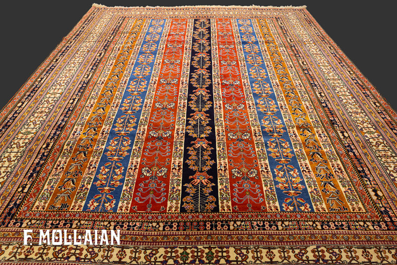 Tribal Rug Kashkuli Fine Multicolor Stripes Design (366×300 cm)