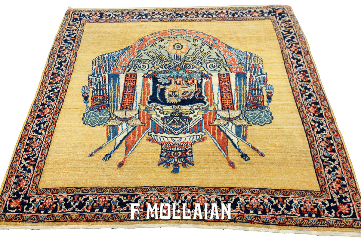 Persian “Kaviani Flag Design” Kashkuli Rug (101×100 cm)