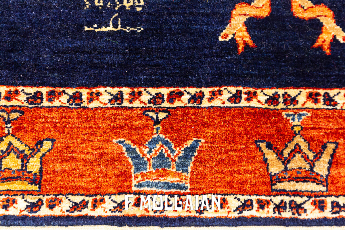 Tappeto Piccolo Persiano Kashkuli Sherkat Firmato con simbolo bandiera Pahlavi (107×100 cm)