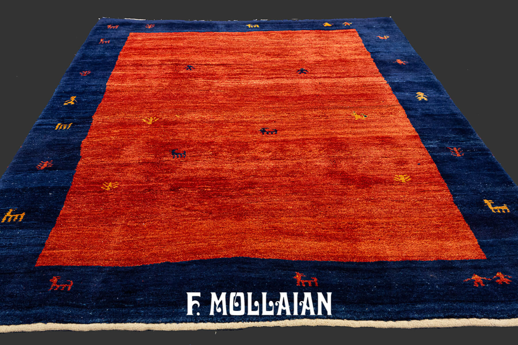 Minimal Design Red-Field Gabbeh Persian Rug (270×214 cm)